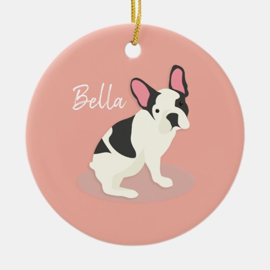 Monogram. Cute French Bulldog. Keramisch Ornament (Voorkant)
