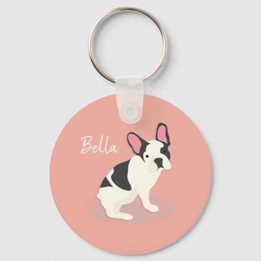 Monogram. Cute French Bulldog Sleutelhanger (Voorkant)