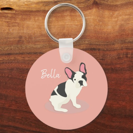 Monogram. Cute French Bulldog Sleutelhanger (Voorkant)