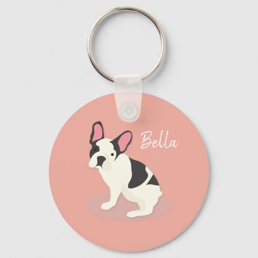 Monogram. Cute French Bulldog Sleutelhanger (Voorkant)