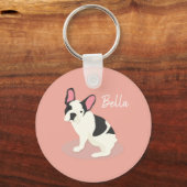 Monogram. Cute French Bulldog Sleutelhanger (Voorkant)