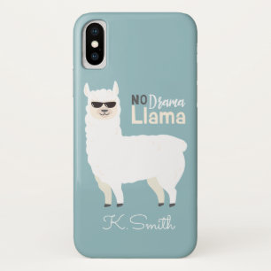 Monogram. Cute Funny Alpaca. Geen Drama Llama. iPhone X Hoesje