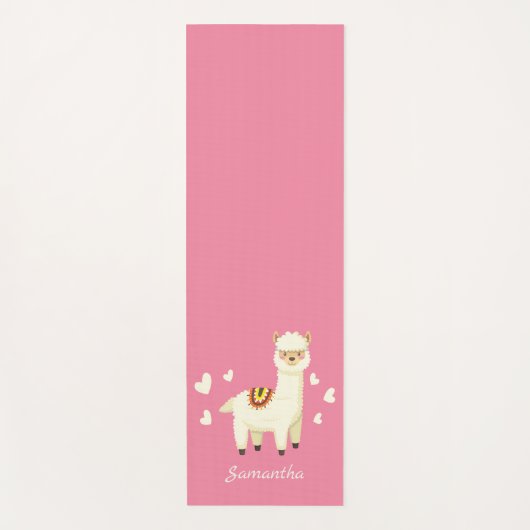 Monogram Cute Funny Alpaca Llama in Roze Yogamat (Voorkant)