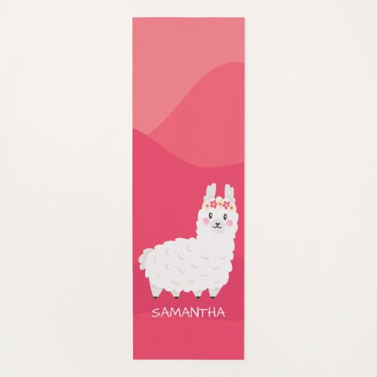 Monogram Cute Funny Alpaca Llama in Roze Yogamat (Voorkant)
