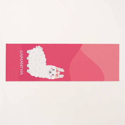 Monogram Cute Funny Alpaca Llama in Roze Yogamat (Voorkant (horizontaal))