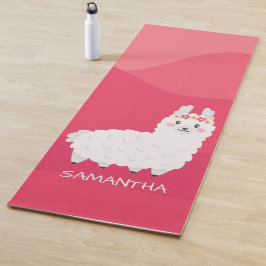 Monogram Cute Funny Alpaca Llama in Roze Yogamat