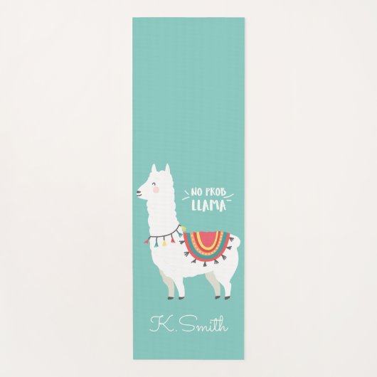 Monogram Cute Funny Alpaca No Prob Llama Yogamat (Voorkant)