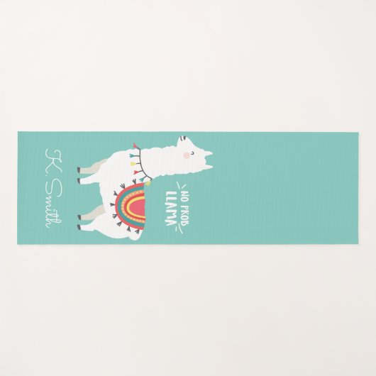 Monogram Cute Funny Alpaca No Prob Llama Yogamat (Voorkant (horizontaal))