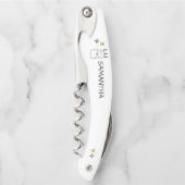 Monogram Cute Funny Unicorn Alpaca Llama Kurkentrekker (Voorkant)