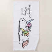 Monogram Cute Funny Unicorn Strandlaken (Voorkant)