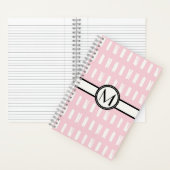 Monogram cute Girly Pink & Cream Pattern Notitieboek (Binnen)
