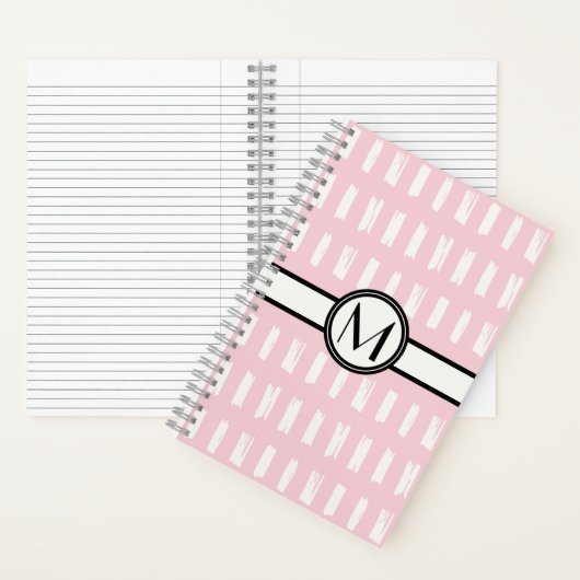 Monogram cute Girly Pink & Cream Pattern Notitieboek (Binnen)