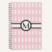 Monogram cute Girly Pink & Cream Pattern Notitieboek (Voorkant)