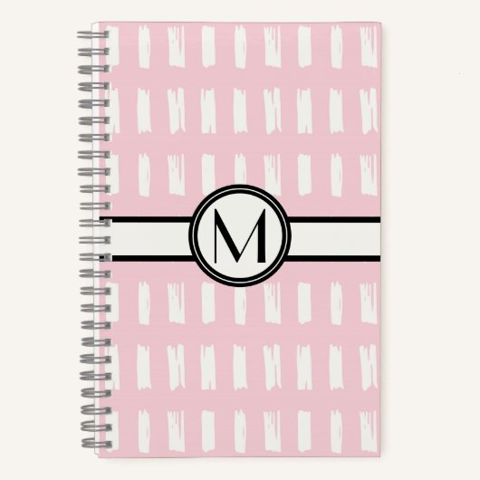 Monogram cute Girly Pink & Cream Pattern Notitieboek (Voorkant)