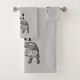 Monogram Cute Graphics Elephant, speciaal aangepas Bad Handdoek
