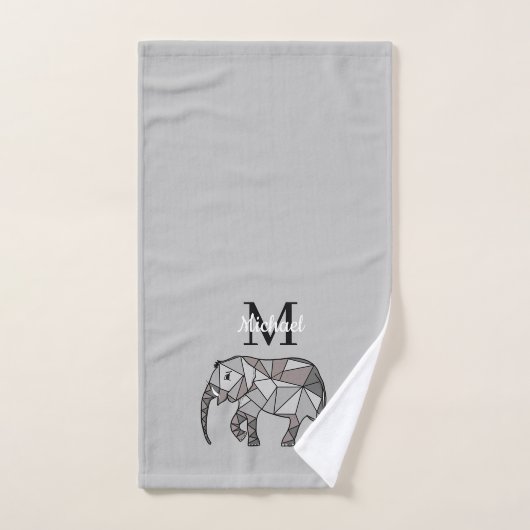 Monogram Cute Graphics Elephant, speciaal aangepas Bad Handdoek (Handdoek)