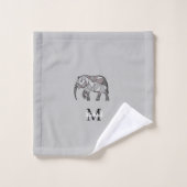 Monogram Cute Graphics Elephant, speciaal aangepas Bad Handdoek (Wasdoekje)