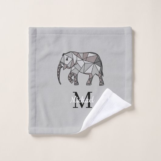 Monogram Cute Graphics Elephant, speciaal aangepas Bad Handdoek (Wasdoekje)