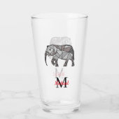 Monogram Cute Graphics Elephant, speciaal aangepas Glas (Achterkant)