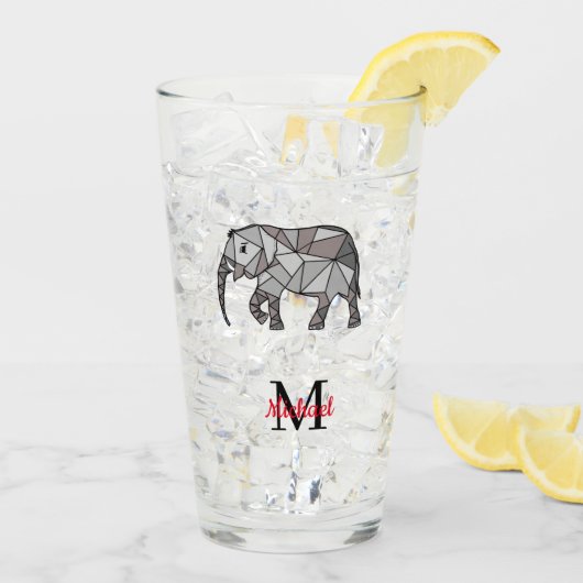 Monogram Cute Graphics Elephant, speciaal aangepas Glas (Achterkant ijs)