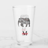 Monogram Cute Graphics Elephant, speciaal aangepas Glas (Voorkant)