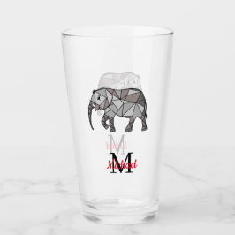 Monogram Cute Graphics Elephant, speciaal aangepas Glas