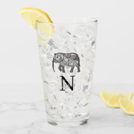 Monogram Cute Graphics Elephant, speciaal aangepas Glas