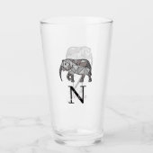Monogram Cute Graphics Elephant, speciaal aangepas Glas (Voorkant)