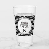 Monogram Cute Graphics Elephant, speciaal aangepas Glas (Achterkant)