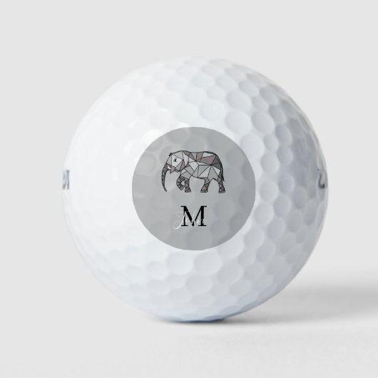Monogram Cute Graphics Elephant, speciaal aangepas Golfballen (Voorkant)