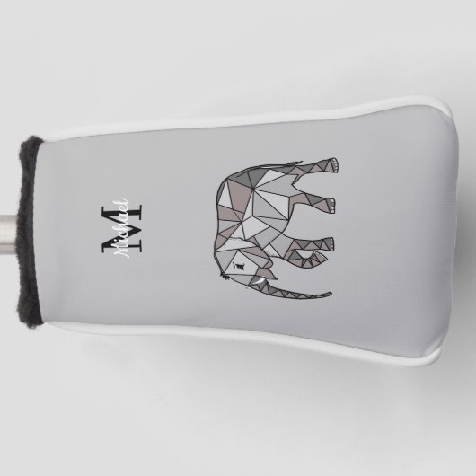 Monogram Cute Graphics Elephant, speciaal aangepas Golfheadcover (Voorkant)