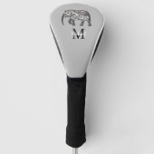 Monogram Cute Graphics Elephant, speciaal aangepas Golfheadcover (Voorkant)