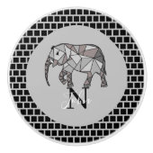 Monogram Cute Graphics Elephant, speciaal aangepas Keramische Knop (Voorkant)
