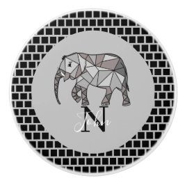 Monogram Cute Graphics Elephant, speciaal aangepas Keramische Knop