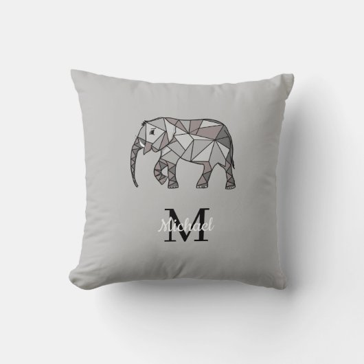 Monogram Cute Graphics Elephant, speciaal aangepas Kussen (Voorkant)