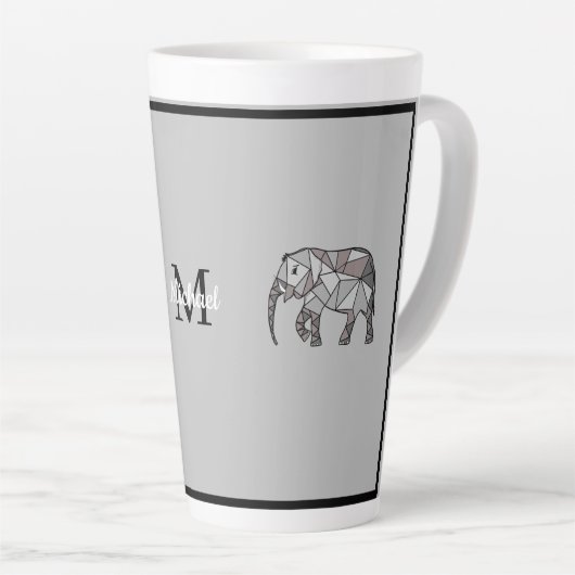 Monogram Cute Graphics Elephant, speciaal aangepas Latte Mok (Rechterhoek)