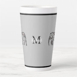 Monogram Cute Graphics Elephant, speciaal aangepas Latte Mok