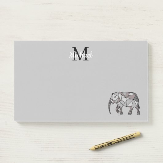 Monogram Cute Graphics Elephant, speciaal aangepas Post-it® Notes (Op bureau)
