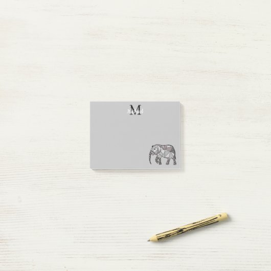 Monogram Cute Graphics Elephant, speciaal aangepas Post-it® Notes (Op bureau)