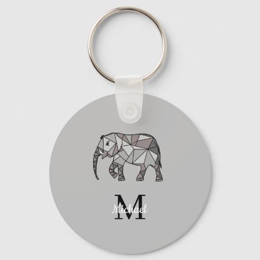 Monogram Cute Graphics Elephant, speciaal aangepas Sleutelhanger (Voorkant)