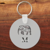 Monogram Cute Graphics Elephant, speciaal aangepas Sleutelhanger (Voorkant)