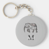 Monogram Cute Graphics Elephant, speciaal aangepas Sleutelhanger (Voorkant)
