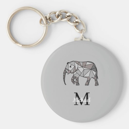 Monogram Cute Graphics Elephant, speciaal aangepas Sleutelhanger (Voorkant)