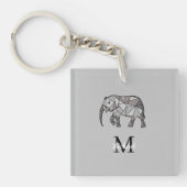 Monogram Cute Graphics Elephant, speciaal aangepas Sleutelhanger (voorkant)
