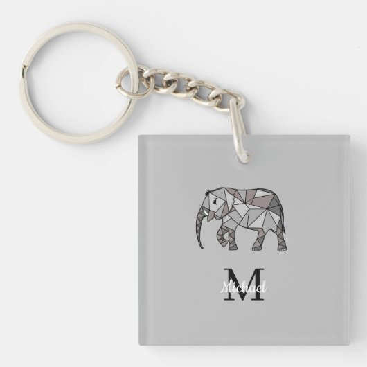 Monogram Cute Graphics Elephant, speciaal aangepas Sleutelhanger (voorkant)