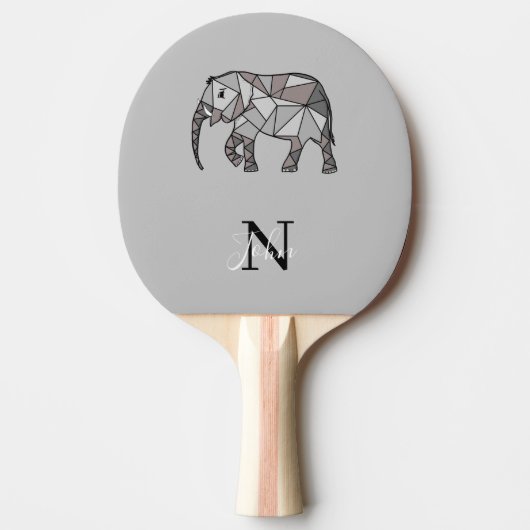 Monogram Cute Graphics Elephant, speciaal aangepas Tafeltennisbatje (Voorkant)
