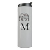 Monogram Cute Graphics Elephant, speciaal aangepas Thermosbeker (Gedraaid links)