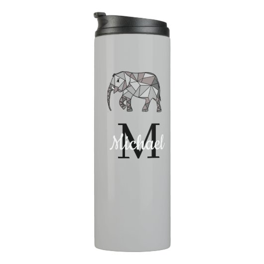 Monogram Cute Graphics Elephant, speciaal aangepas Thermosbeker (Geroteerd rechts)