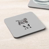 Monogram Cute Graphics Gepersonaliseerd zwart Cet Bier Onderzetter (Linkerzijde)