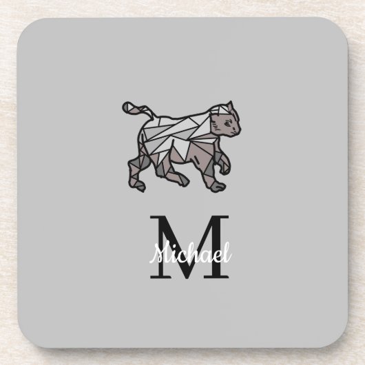 Monogram Cute Graphics Gepersonaliseerd zwart Cet Bier Onderzetter (Voorkant)